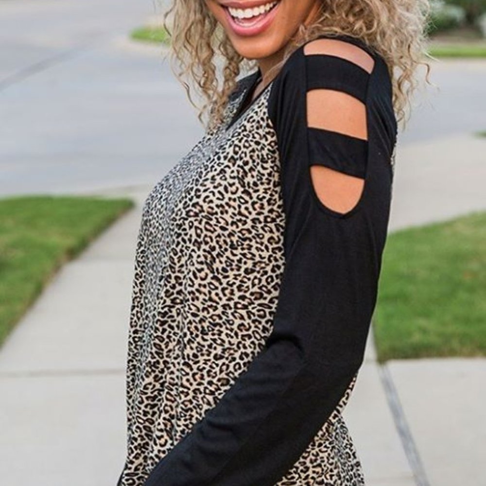 leopard ladder sleeve raglan